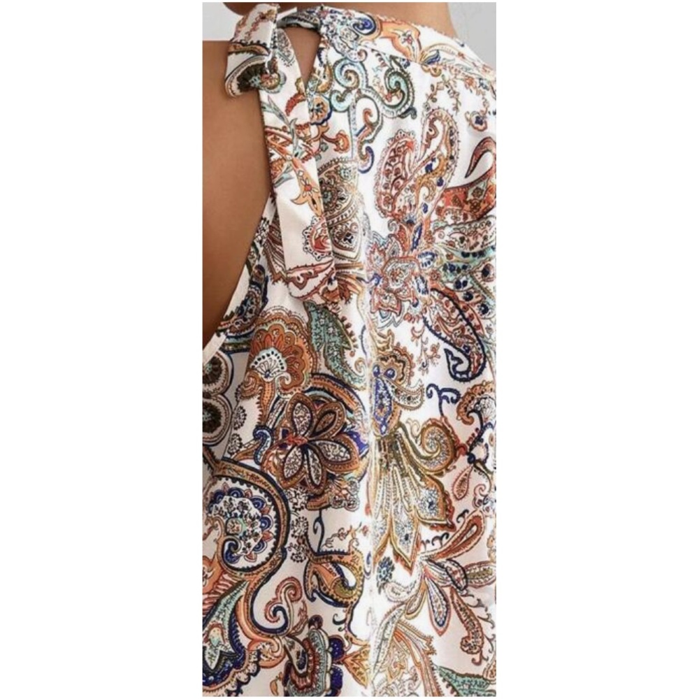Boho Paisley Print Layered Halter Tank Top - Picture 3 of 4
